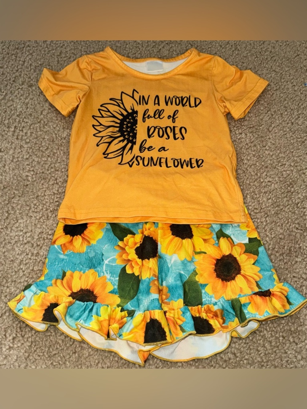 Sunflower Print Girls' Matching Set